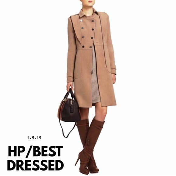 BCBG Jackets & Blazers - HP⭐️ {Fayette} BCBG Natural Ruffle Military Coat S